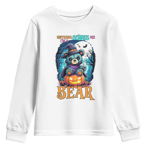 Halloween Killer Witch Teddy Bear Youth Sweatshirt Nothing Scares Me TS12 White Print Your Wear