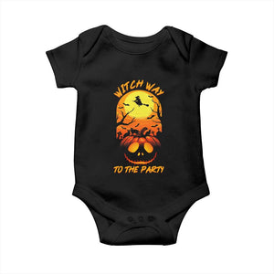 Halloween Witch Way To The Party Baby Onesie Black Cat Pumpkin TS12 Black Print Your Wear