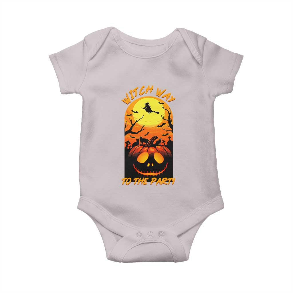 Halloween Witch Way To The Party Baby Onesie Black Cat Pumpkin TS12 Ice Gray Print Your Wear