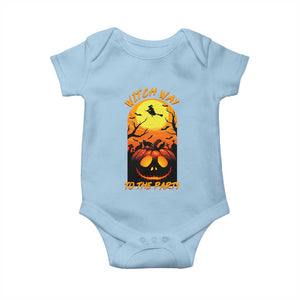 Halloween Witch Way To The Party Baby Onesie Black Cat Pumpkin TS12 Light Blue Print Your Wear
