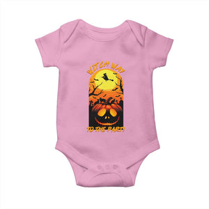 Halloween Witch Way To The Party Baby Onesie Black Cat Pumpkin TS12 Light Pink Print Your Wear