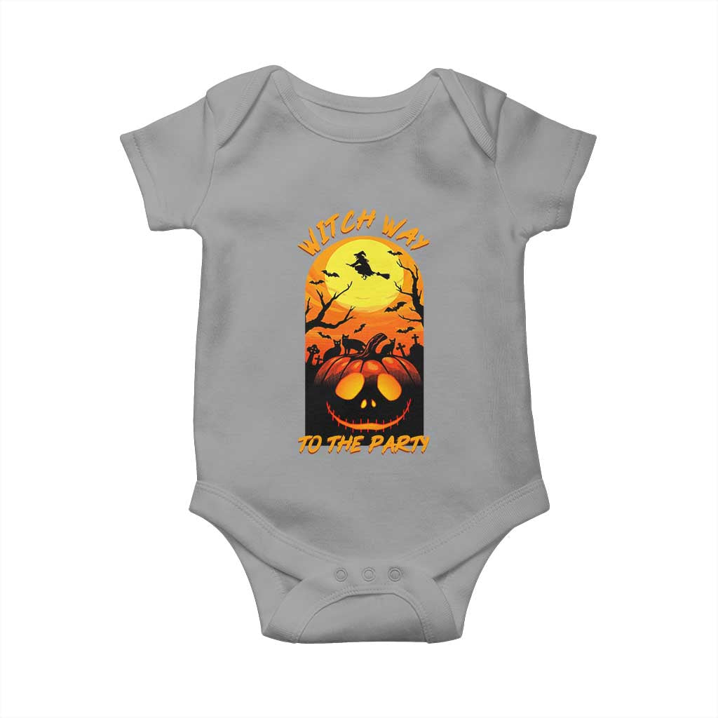 Halloween Witch Way To The Party Baby Onesie Black Cat Pumpkin TS12 Sport Gray Print Your Wear