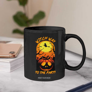 Halloween Witch Way To The Party Coffee Mug Black Cat Pumpkin TS12 Print Your Wear