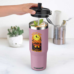 Halloween Witch Way To The Party Flip Straw Tumbler Black Cat Pumpkin TS12 One Size: 30 oz Light Pink Print Your Wear