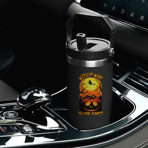 Halloween Witch Way To The Party Flip Straw Tumbler Black Cat Pumpkin TS12 Print Your Wear