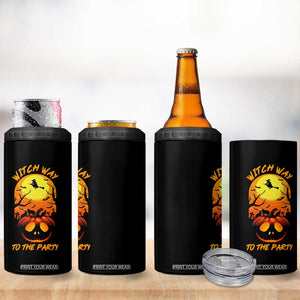 Halloween Witch Way To The Party 4 in 1 Can Cooler Tumbler Black Cat Pumpkin TS12 Print Your Wear