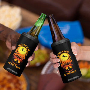 Halloween Witch Way To The Party 4 in 1 Can Cooler Tumbler Black Cat Pumpkin TS12 Print Your Wear