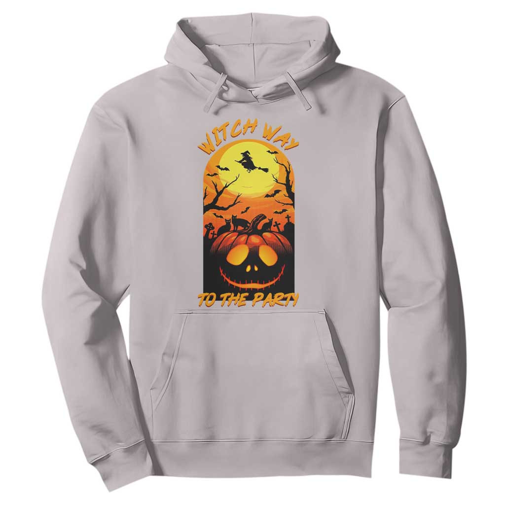 Halloween Witch Way To The Party Hoodie Black Cat Pumpkin TS12 Ice Gray Print Your Wear