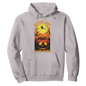 Halloween Witch Way To The Party Hoodie Black Cat Pumpkin TS12 Ice Gray Print Your Wear