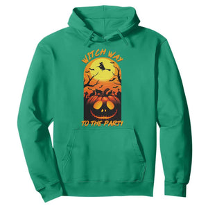 Halloween Witch Way To The Party Hoodie Black Cat Pumpkin TS12 Irish Green Print Your Wear