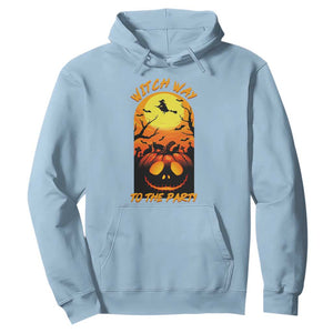 Halloween Witch Way To The Party Hoodie Black Cat Pumpkin TS12 Light Blue Print Your Wear