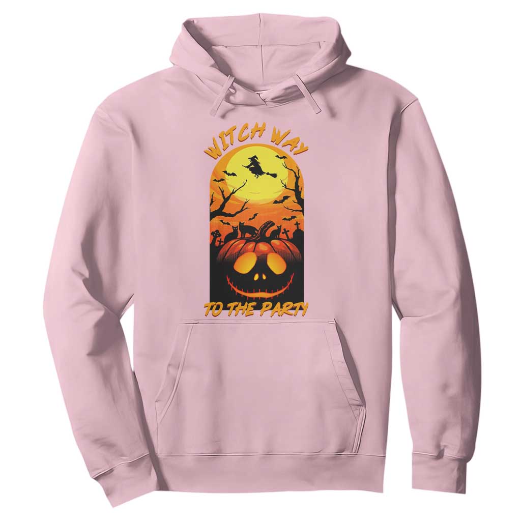 Halloween Witch Way To The Party Hoodie Black Cat Pumpkin TS12 Light Pink Print Your Wear