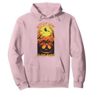 Halloween Witch Way To The Party Hoodie Black Cat Pumpkin TS12 Light Pink Print Your Wear