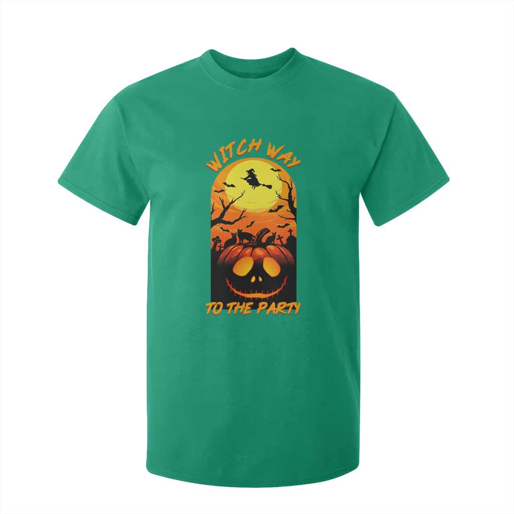 Halloween Witch Way To The Party T Shirt For Kid Black Cat Pumpkin TS12 Irish Green Print Your Wear