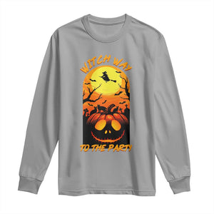 Halloween Witch Way To The Party Long Sleeve Shirt Black Cat Pumpkin TS12 Sport Gray Print Your Wear