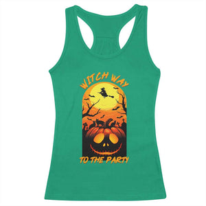 Halloween Witch Way To The Party Racerback Tank Top Black Cat Pumpkin TS12 Irish Green Print Your Wear
