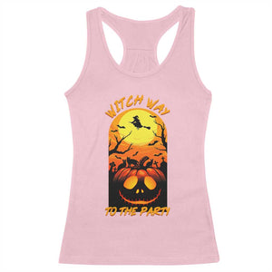 Halloween Witch Way To The Party Racerback Tank Top Black Cat Pumpkin TS12 Light Pink Print Your Wear
