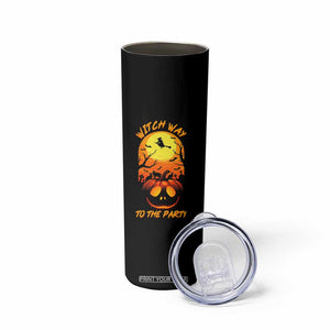 Halloween Witch Way To The Party Skinny Tumbler Black Cat Pumpkin TS12 Print Your Wear