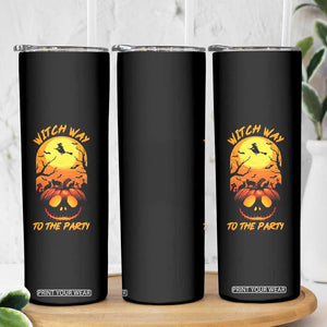 Halloween Witch Way To The Party Skinny Tumbler Black Cat Pumpkin TS12 Print Your Wear