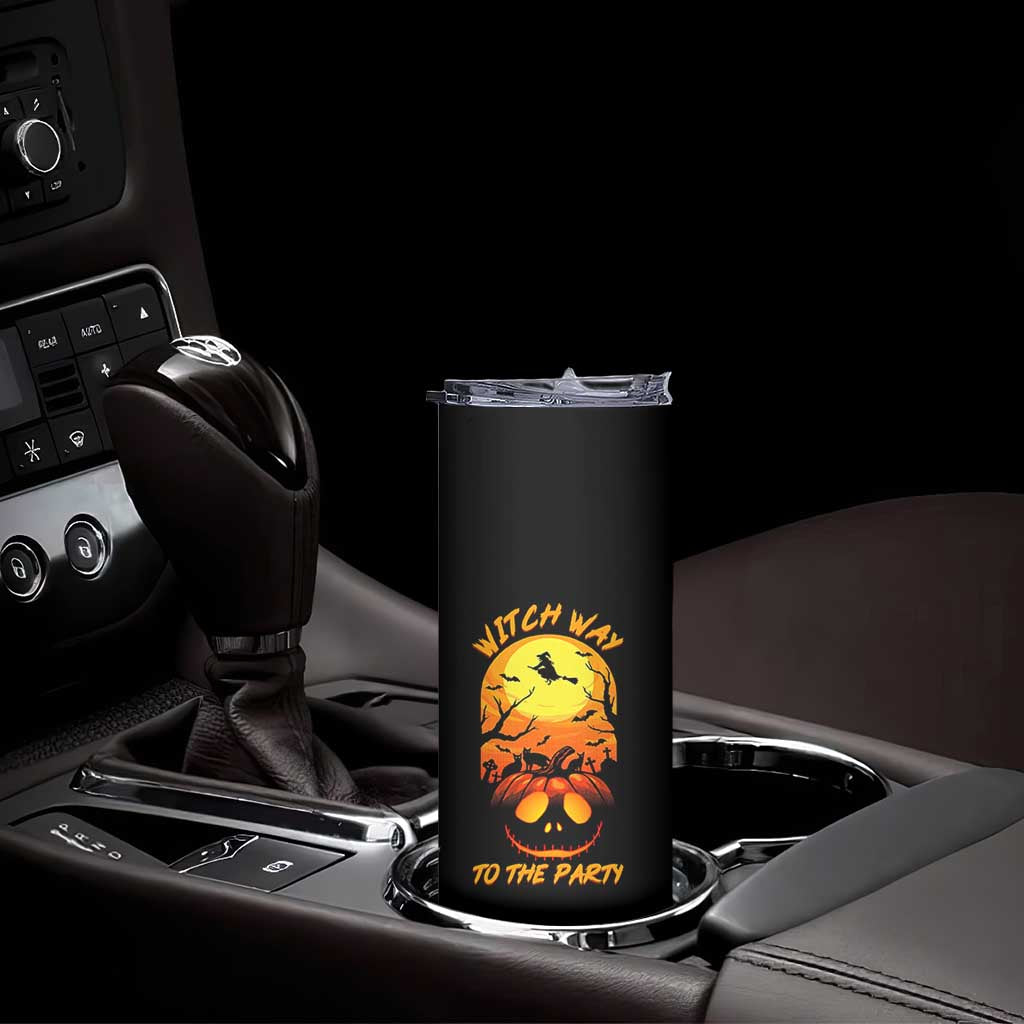 Halloween Witch Way To The Party Skinny Tumbler Black Cat Pumpkin TS12 Print Your Wear