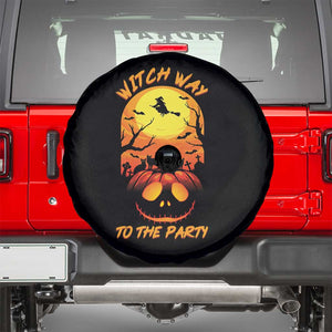 Halloween Witch Way To The Party Spare Tire Cover Black Cat Pumpkin TS12 Black Print Your Wear
