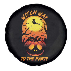 Halloween Witch Way To The Party Spare Tire Cover Black Cat Pumpkin TS12 Print Your Wear