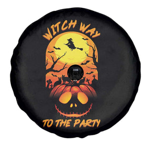 Halloween Witch Way To The Party Spare Tire Cover Black Cat Pumpkin TS12 Print Your Wear
