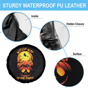 Halloween Witch Way To The Party Spare Tire Cover Black Cat Pumpkin TS12 Print Your Wear