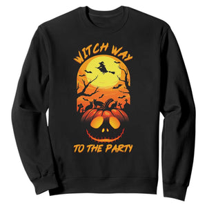 Halloween Witch Way To The Party Sweatshirt Black Cat Pumpkin TS12 Black Print Your Wear