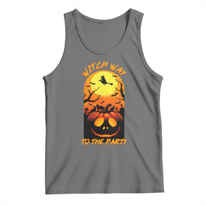 Halloween Witch Way To The Party Tank Top Black Cat Pumpkin TS12 Black Heather Print Your Wear