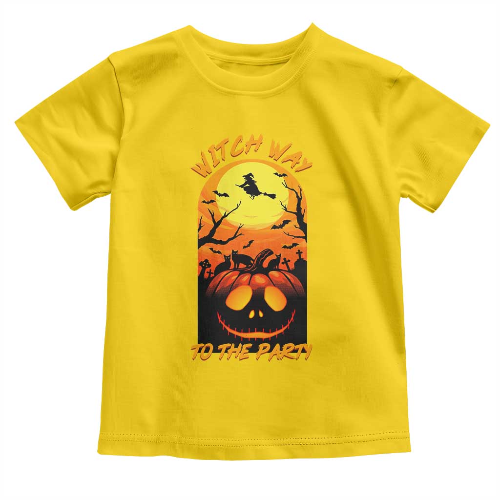 Halloween Witch Way To The Party Toddler T Shirt Black Cat Pumpkin TS12 Daisy Print Your Wear