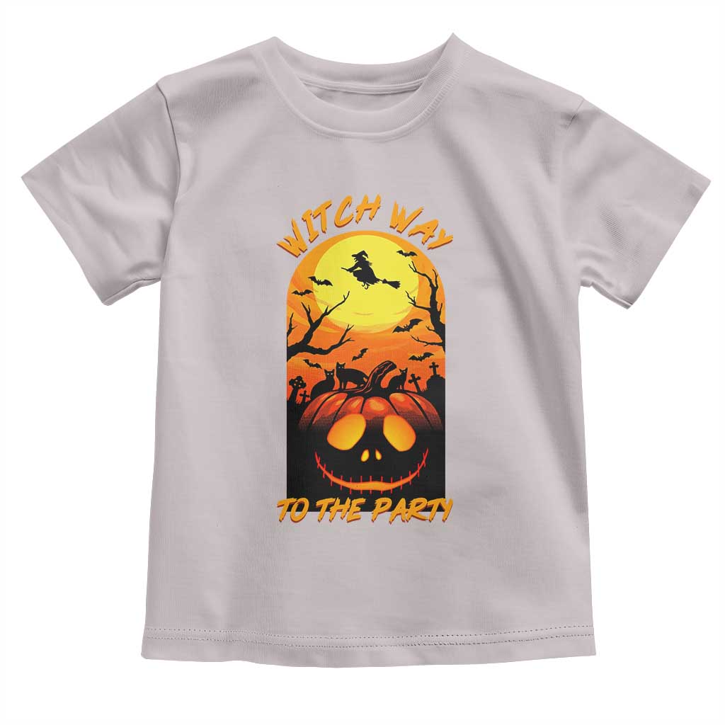 Halloween Witch Way To The Party Toddler T Shirt Black Cat Pumpkin TS12 Ice Gray Print Your Wear