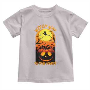 Halloween Witch Way To The Party Toddler T Shirt Black Cat Pumpkin TS12 Ice Gray Print Your Wear