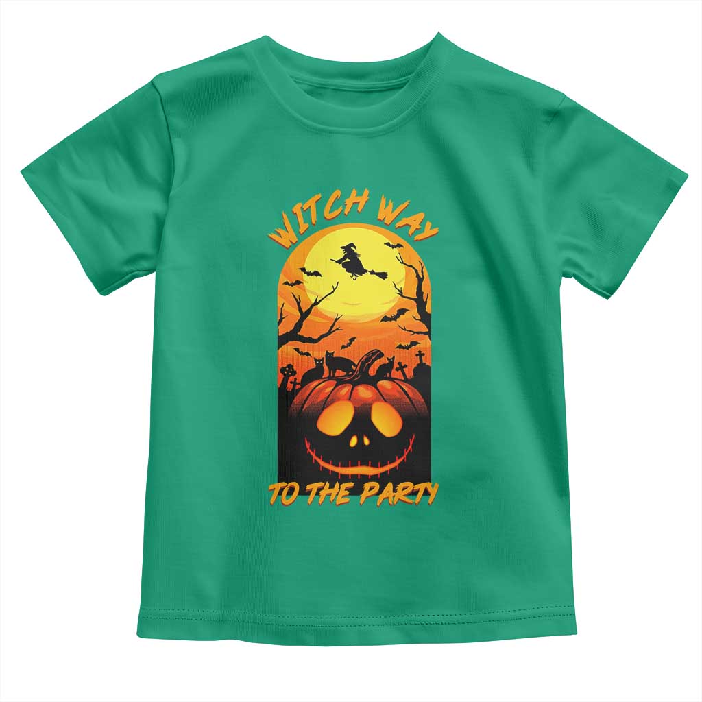 Halloween Witch Way To The Party Toddler T Shirt Black Cat Pumpkin TS12 Irish Green Print Your Wear
