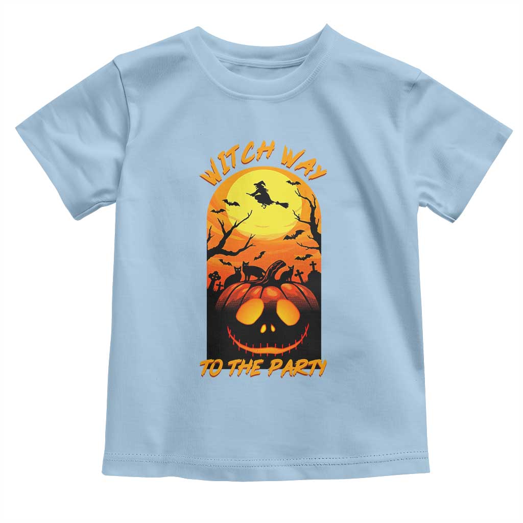 Halloween Witch Way To The Party Toddler T Shirt Black Cat Pumpkin TS12 Light Blue Print Your Wear