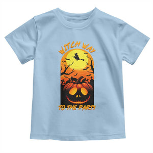 Halloween Witch Way To The Party Toddler T Shirt Black Cat Pumpkin TS12 Light Blue Print Your Wear