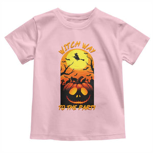 Halloween Witch Way To The Party Toddler T Shirt Black Cat Pumpkin TS12 Light Pink Print Your Wear
