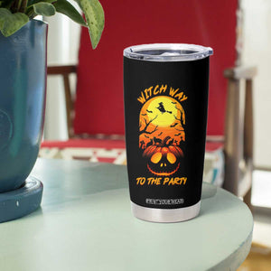 Halloween Witch Way To The Party Tumbler Cup Black Cat Pumpkin TS12 Print Your Wear