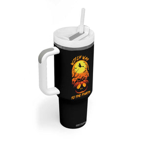 Halloween Witch Way To The Party Tumbler With Handle Black Cat Pumpkin TS12 Print Your Wear