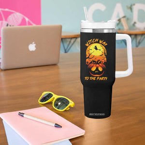 Halloween Witch Way To The Party Tumbler With Handle Black Cat Pumpkin TS12 Print Your Wear