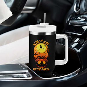 Halloween Witch Way To The Party Tumbler With Handle Black Cat Pumpkin TS12 Print Your Wear