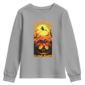 Halloween Witch Way To The Party Youth Sweatshirt Black Cat Pumpkin TS12 Sport Gray Print Your Wear