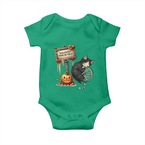 Halloween Trick Or Treat Black Cat Skeleton Baby Onesie TS12 Irish Green Print Your Wear