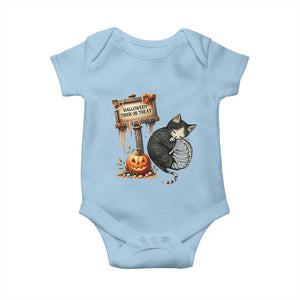 Halloween Trick Or Treat Black Cat Skeleton Baby Onesie TS12 Light Blue Print Your Wear