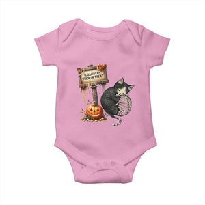 Halloween Trick Or Treat Black Cat Skeleton Baby Onesie TS12 Light Pink Print Your Wear