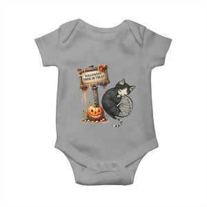 Halloween Trick Or Treat Black Cat Skeleton Baby Onesie TS12 Sport Gray Print Your Wear