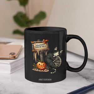 Halloween Trick Or Treat Black Cat Skeleton Halloween Coffee Mug TS12 Print Your Wear