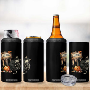 Halloween Trick Or Treat Black Cat Skeleton Halloween 4 in 1 Can Cooler Tumbler TS12 Print Your Wear