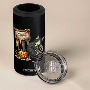 Halloween Trick Or Treat Black Cat Skeleton Halloween 4 in 1 Can Cooler Tumbler TS12 Print Your Wear