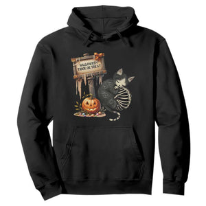 Halloween Trick Or Treat Black Cat Skeleton Hoodie TS12 Black Print Your Wear